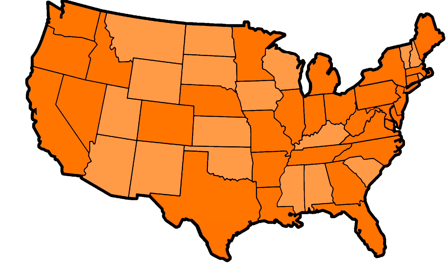 USA map in orange